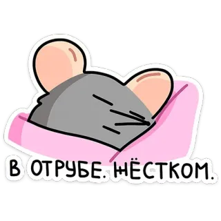 😴 В ОТРУБЕ. ЖЁСТКОМ. หนู, ง่วง, หมอน, การ์ตูน, สัตว์, น่ารัก, เหนื่อย telegram sticker