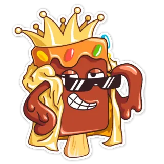 😎 lizak lodowy, lody, król, korona, okulary przeciwsłoneczne, kreskówka telegram sticker
