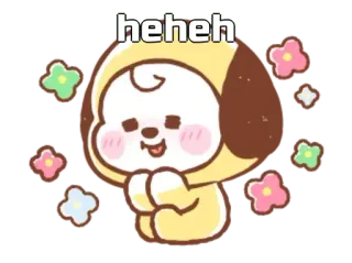 🙂 heheh carino, cartone animato, kawaii, cane, fiori whatsapp sticker