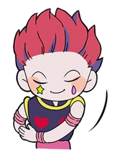 😃 Hisoka Hunter x Hunter 애니메이션, 만화, 히소카, 헌터x헌터, 캐릭터, 분홍 머리 telegram sticker