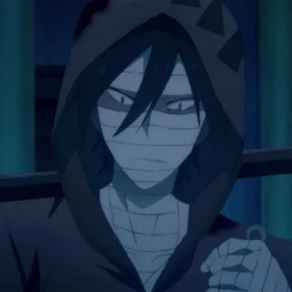🦇 Isaac Foster Angels of Death Anime, Karakter, Horor, Isaac Foster, Angels of Death, Hoodie, Perban telegram sticker