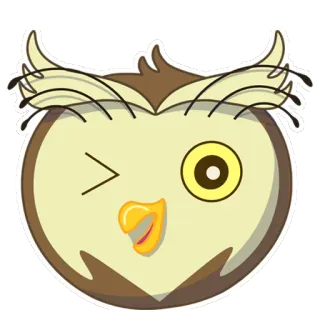 😉 sowa, naklejka, kreskówka, zwierzę, mruganie whatsapp sticker