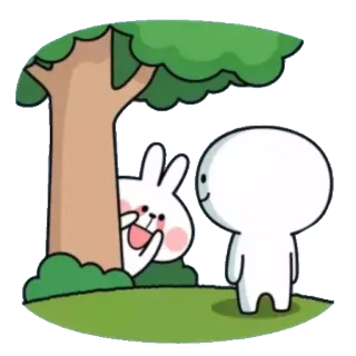 😝 мультфильм, кролик, дерево, персонаж, милый whatsapp sticker