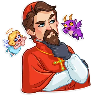 🤔 kardinal, malaikat, iblis, agama, tokoh agama, kartun, lucu telegram sticker