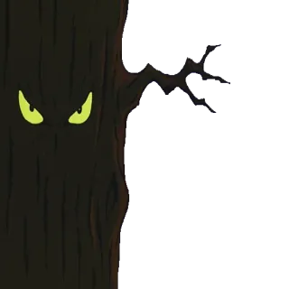 🌲 ต้นไม้, น่ากลัว, ตา, มืด, น่าขนลุก, น่าสะพรึงกลัว telegram sticker