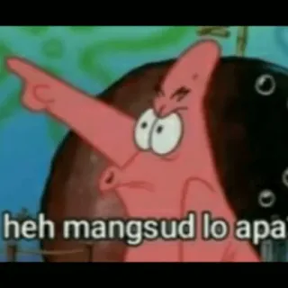 😀 Patrick Star Spongebob Squarepants heh mangsud lo apa patrick star, spongebob, kartun, meme telegram sticker