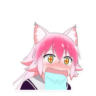 😏 Anime, Catgirl, Manga, Kawaii, Słodki, Ilustracja, Naklejka telegram sticker