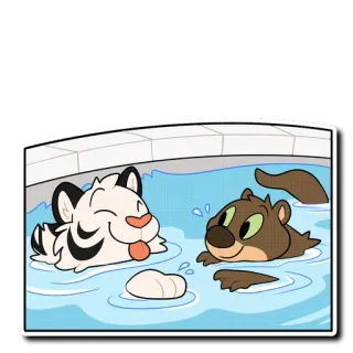 💧 kreskówka, basen, zwierzę, woda, tygrys, wydra telegram sticker