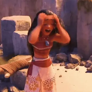 😄 Moana 漫画, アニメ, ディズニー, モアナ, イライラ, 叫び, ビーチ whatsapp sticker