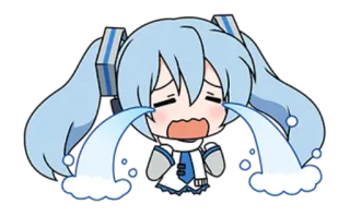 🦞 Hatsune Miku 애니메이션, 치비, 우는, 귀여운, 하츠네 미쿠, 보컬로이드 whatsapp sticker