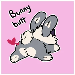 🍑 Bunny butt bunny, animal, heart, cute, cartoon, tail, butt whatsapp sticker