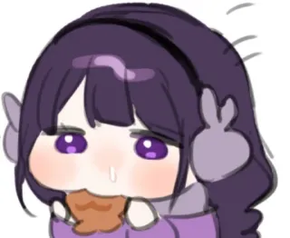 🏖 anime, cute, girl, eating, chibi, cartoon telegram sticker