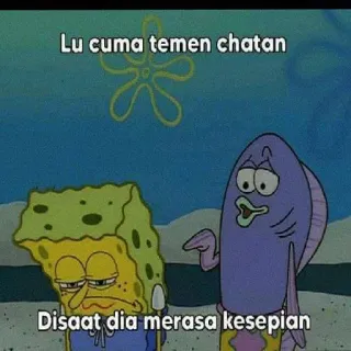 ➖ Spongebob Squarepants Lu cuma temen chatan
Disaat dia merasa kesepian spongebob, dessin animé, mème telegram sticker