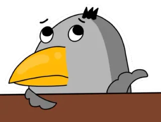 🤷‍♀️ ptak, kreskówka, naklejka, smutny, szary telegram sticker