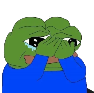 😢 Pepe the Frog Пепе, лягушка, плачет, грустный, мем, интернет-культура whatsapp sticker