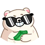 🤑 niedźwiedź, pieniądze, okulary przeciwsłoneczne, kreskówka, bogactwo, sukces telegram sticker