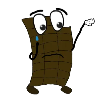 🙋 chocolate, triste, dibujos animados, comida, personaje, postre whatsapp sticker