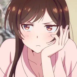 🥥 Anime, Cô gái, Dễ thương, Biểu cảm, Chán, Chizuru Ichinose, Rent-a-Girlfriend telegram sticker