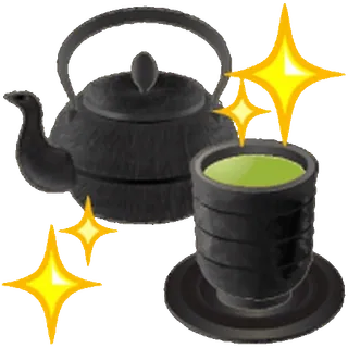 😊 té, tetera, taza, bebida, japonés, té verde, bebida whatsapp sticker