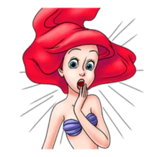 😯 Ariel The Little Mermaid disney, princesse, sirène, dessin animé, choqué telegram sticker