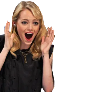 👐 Emma Stone 여배우, 유명인, 여자, 놀람, 충격 telegram sticker