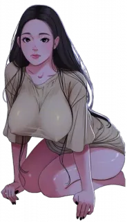 😐 phụ nữ, anime, cô gái, quỳ, tóc dài whatsapp sticker