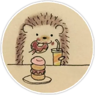 😋 ёж, пончик, милый, напиток, животное, каваи whatsapp sticker