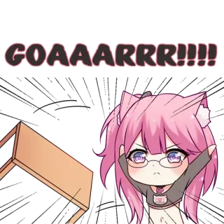 😡 GOAAARRR!!!! Anime, Roze haar, Kattenoren, Schattig telegram sticker