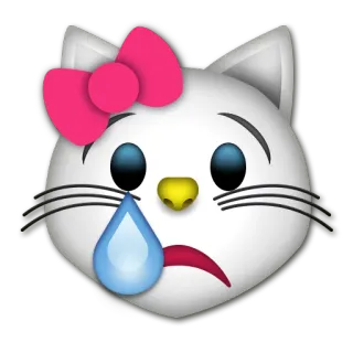 😿 cat, emoji, sad, crying, bow, cute telegram sticker