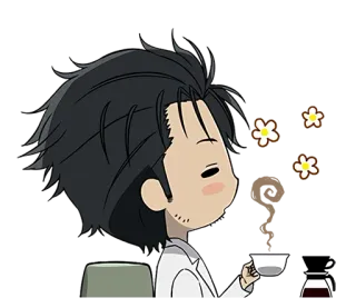 😌 Аниме, Кофе, Цветы, Милый, Каваий telegram sticker