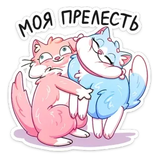 🤗 МОЯ ПРЕЛЕСТЬ chats, mignon, affectueux, câlin, texte russe, animaux, dessin animé telegram sticker