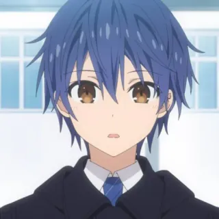 ❓ Shido Itsuka Date A Live anime, boy, blue hair, brown eyes telegram sticker