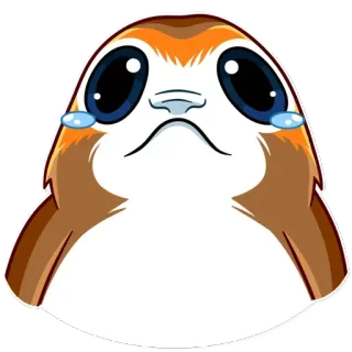 😢 Porg Star Wars porg, star wars, piangere, triste, uccello, animale telegram sticker