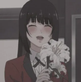 🤑 Yumeko Jabami Kakegurui Anime, Fille, Uniforme scolaire, Fleurs whatsapp sticker