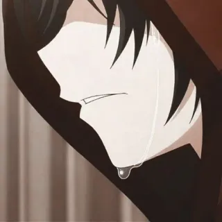 🖇 sad, anime, crying, hooded figure, tears telegram sticker