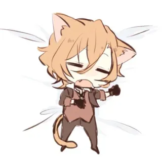 😪 Katze, Tier, Chibi, Süß, Schläfrig, Kawaii, Cartoon telegram sticker