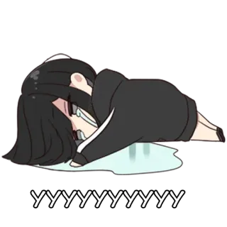 😔 YYYYYYYYYYYYYY llorando, triste, emoción, anime, dibujos animados, personaje telegram sticker