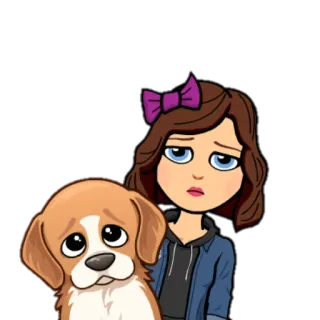 😔 만화, 슬픔, 개, 여자, Bitmoji telegram sticker