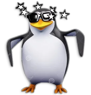 😵 penguin, cartoon, sunglasses, stars, cool telegram sticker