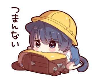 ☹ つまんない Anime, Sedih, Ransel, Lucu, Jepang, Chibi telegram sticker