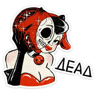 💀 DEAD tengkorak, kartun, wanita, mati, gotik, horor telegram sticker