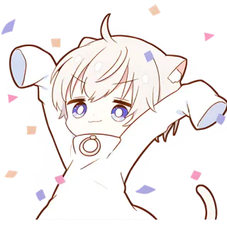 🎉 Anime, Katze, süß, Konfetti, Cartoon whatsapp sticker