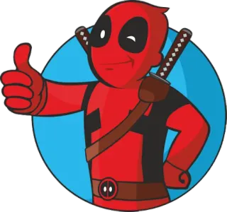 👍 Deadpool Deadpool, Marvel, Superhero, Thumbs Up, Cartoon telegram sticker