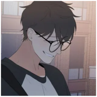 😁 anime, kreskówka, mężczyzna, okulary, uśmiechnięty telegram sticker