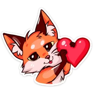 ❤ лиса, животное, милый, мультфильм, сердце, любовь telegram sticker