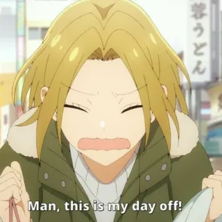 😫 Man, this is my day off! Anime, Día libre, Expresión, Frustración, Fin de semana telegram sticker