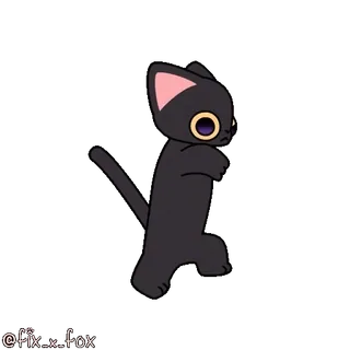 🥳 @fix-x-fox 猫, 歩く, 可愛い, 黒猫, 漫画, アニメ telegram sticker