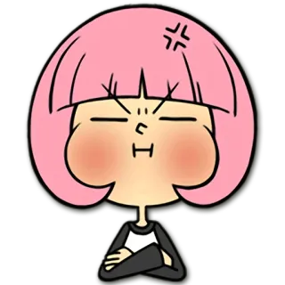 😖 angry, cartoon, pink hair, crossed arms, expression telegram sticker