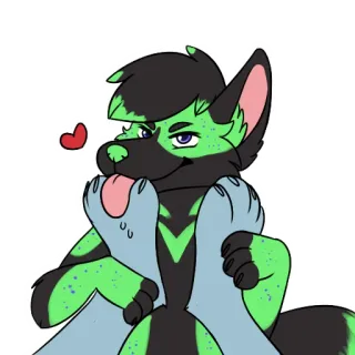 🦶 furry, anthro, feet, fetish, canine, wolf, heart, licking telegram sticker