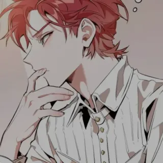 😶 动漫, 漫画, 角色, 红发, 男性, 侧脸 telegram sticker
